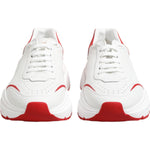 Dolce & Gabbana White Red DAYMASTER Leather Sneakers Shoes 1728,67345645728,Dolce & Gabbana,EU47/US14,Material: 100% Calf Leather,Men,Men - Shoes,New with tags,Shoes,Sneakers - Men - Shoes,White and Red Dolce & Gabbana MV7518-47