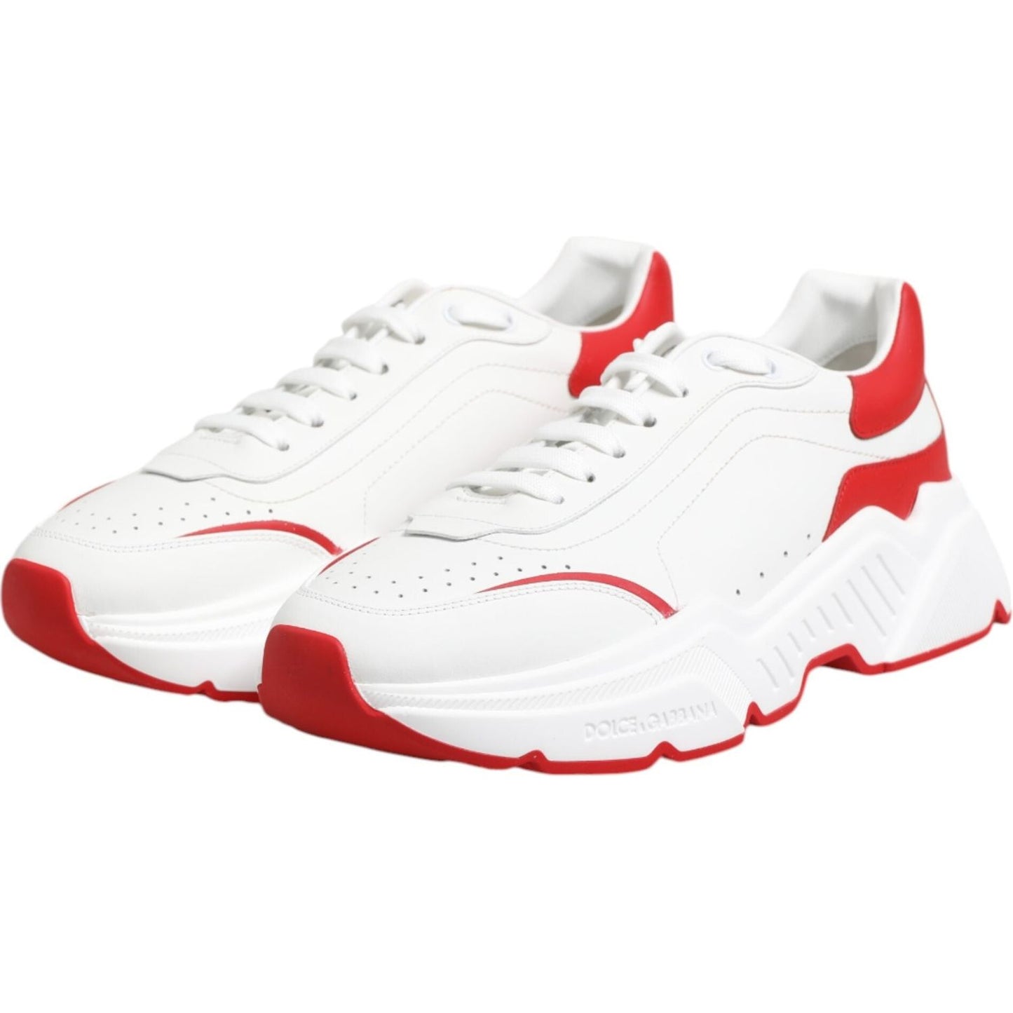 Dolce & Gabbana White Red DAYMASTER Leather Sneakers Shoes 1728,67345645728,Dolce & Gabbana,EU47/US14,Material: 100% Calf Leather,Men,Men - Shoes,New with tags,Shoes,Sneakers - Men - Shoes,White and Red Dolce & Gabbana MV7518-47