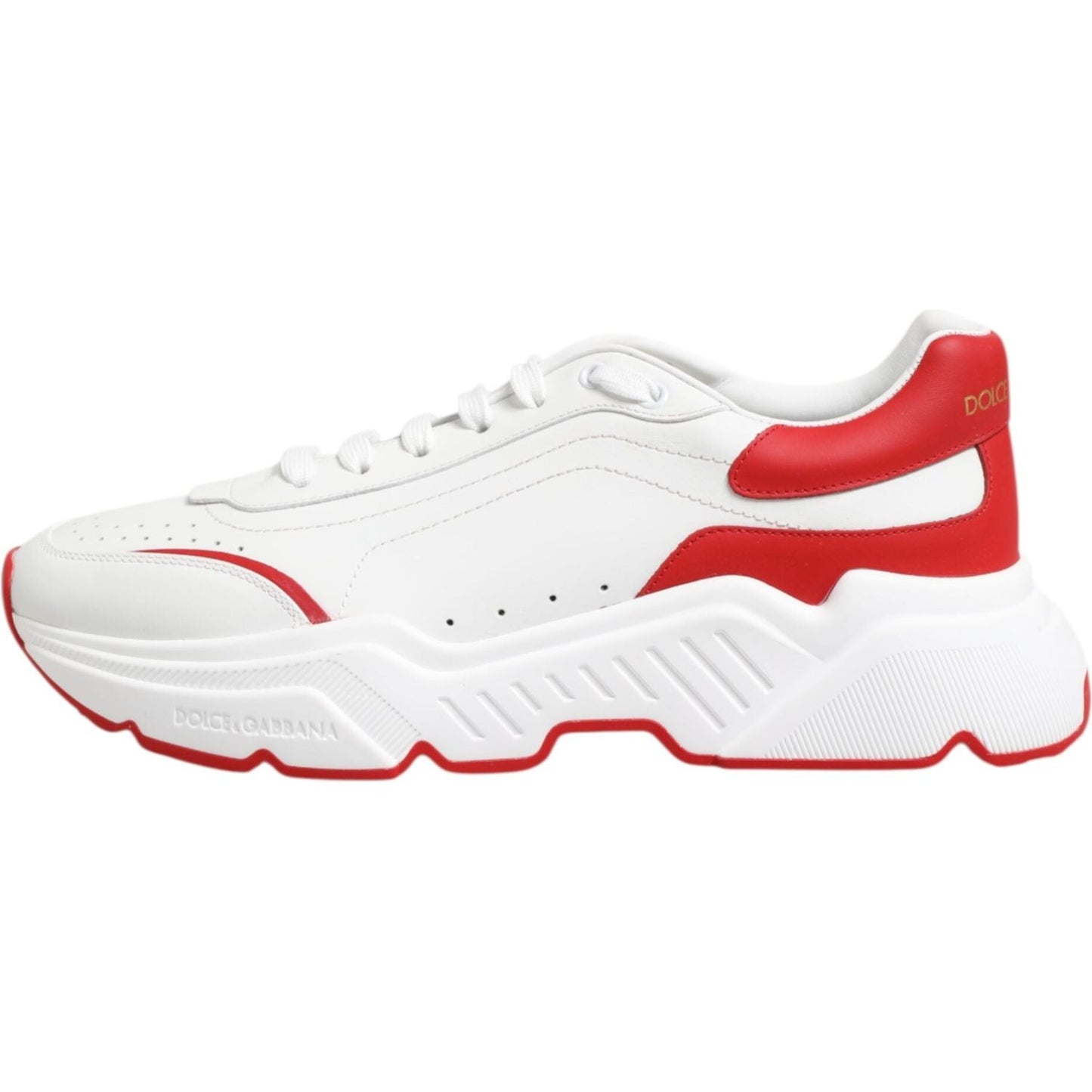 Dolce & Gabbana White Red DAYMASTER Leather Sneakers Shoes 1728,67345645728,Dolce & Gabbana,EU47/US14,Material: 100% Calf Leather,Men,Men - Shoes,New with tags,Shoes,Sneakers - Men - Shoes,White and Red Dolce & Gabbana MV7518-47