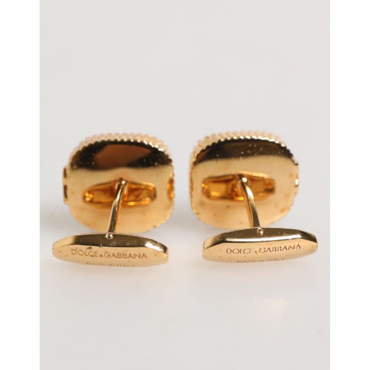Dolce & Gabbana Gold Malachite Green Stone Square Men's Accessory Cufflink SMY10676