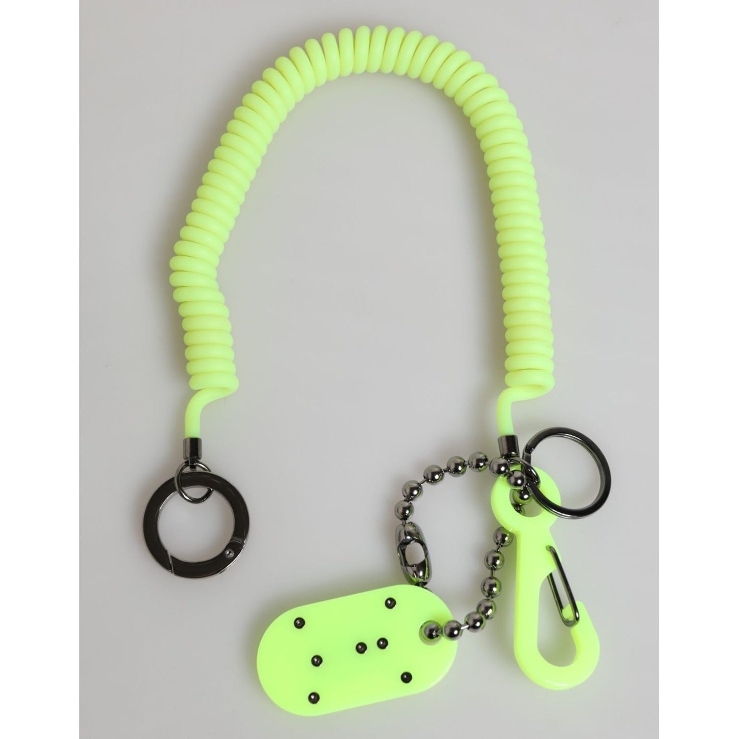 Dolce & Gabbana Green Springy Key Holder DG Logo Men's Keychain Keyring