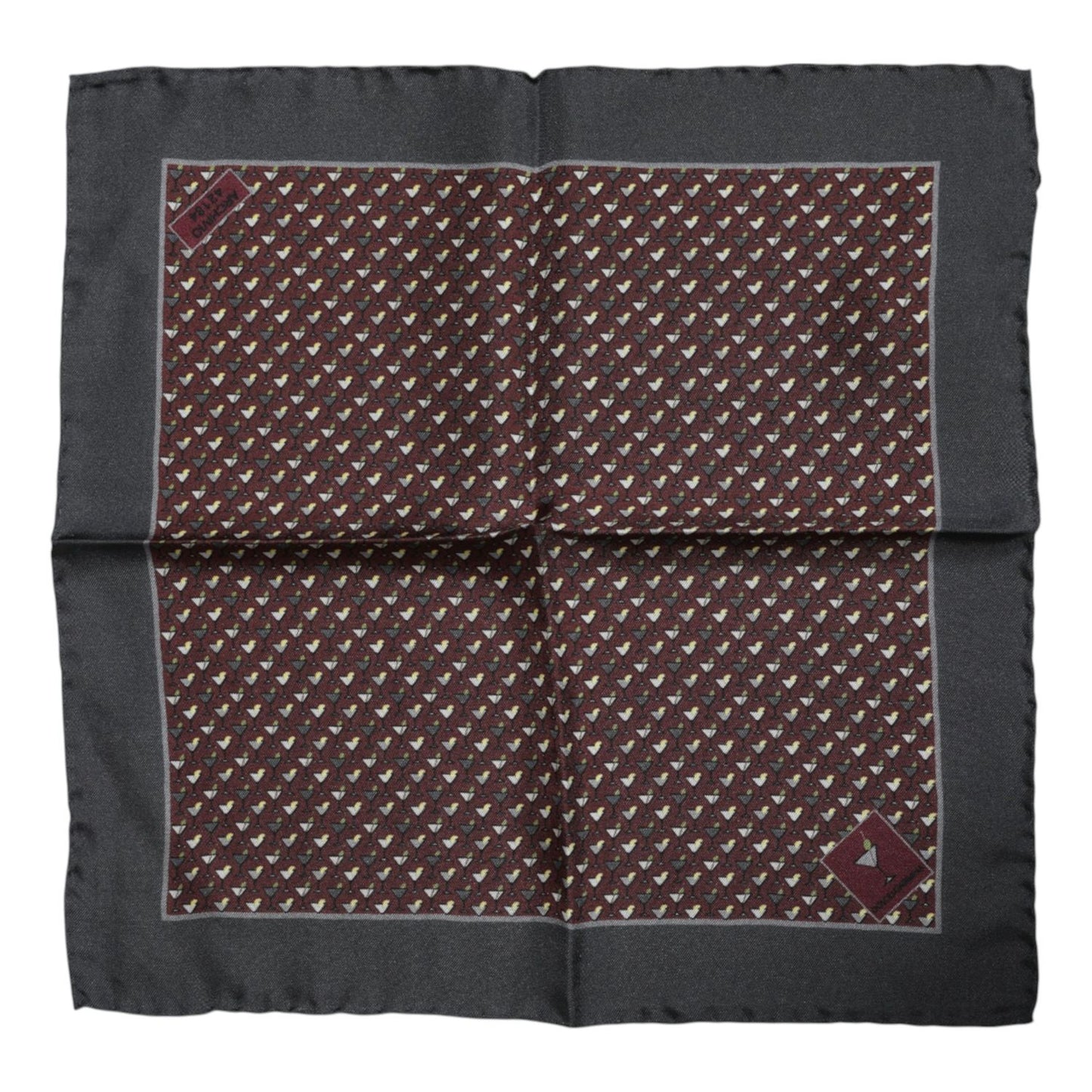 Dolce & Gabbana Maroon Cocktail Silk Square Foulard Scarf MS7538