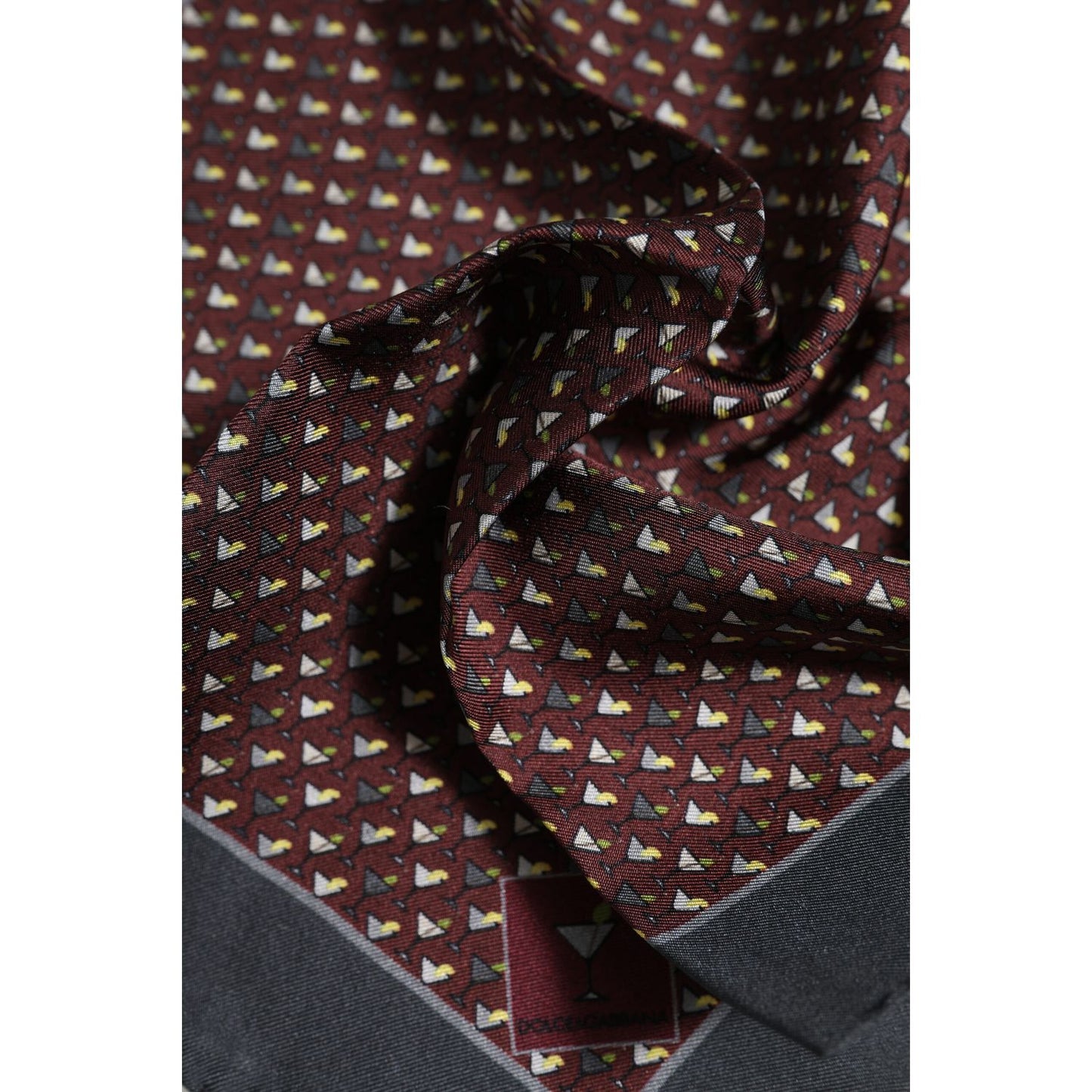 Dolce & Gabbana Maroon Cocktail Silk Square Foulard Scarf MS7538