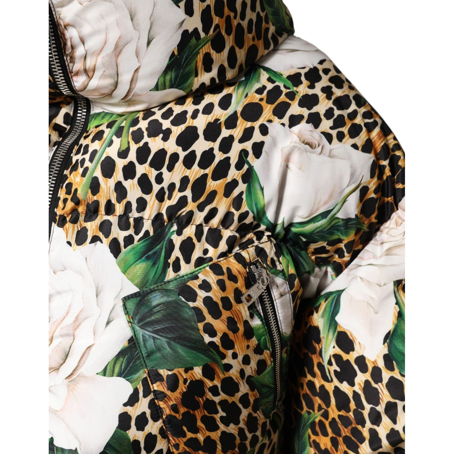 Dolce & Gabbana Multicolor Leopard Rose Puffer Quilted Jacket JKT41492-40