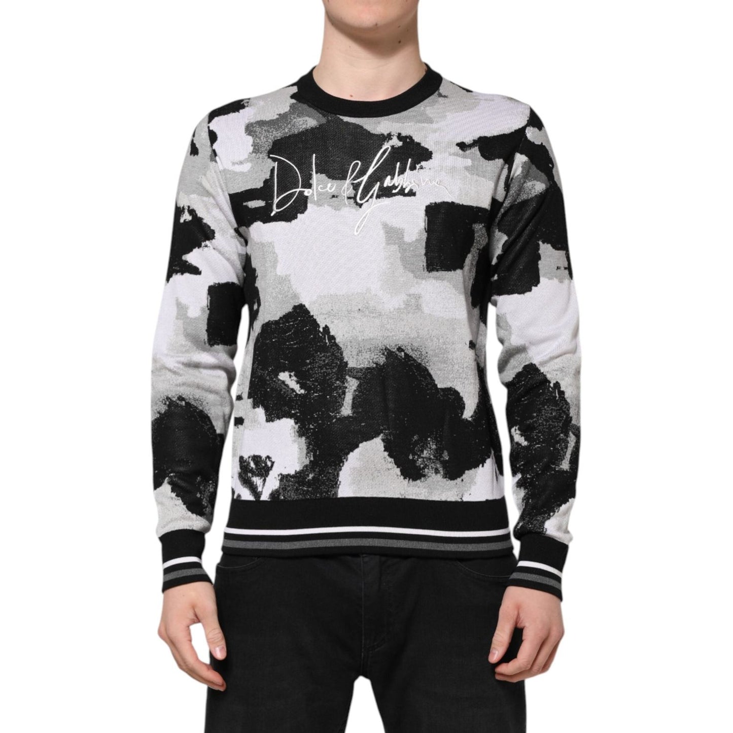 Dolce & Gabbana Multicolor Silk Camouflage Pullover Sweater TSH90493-46
