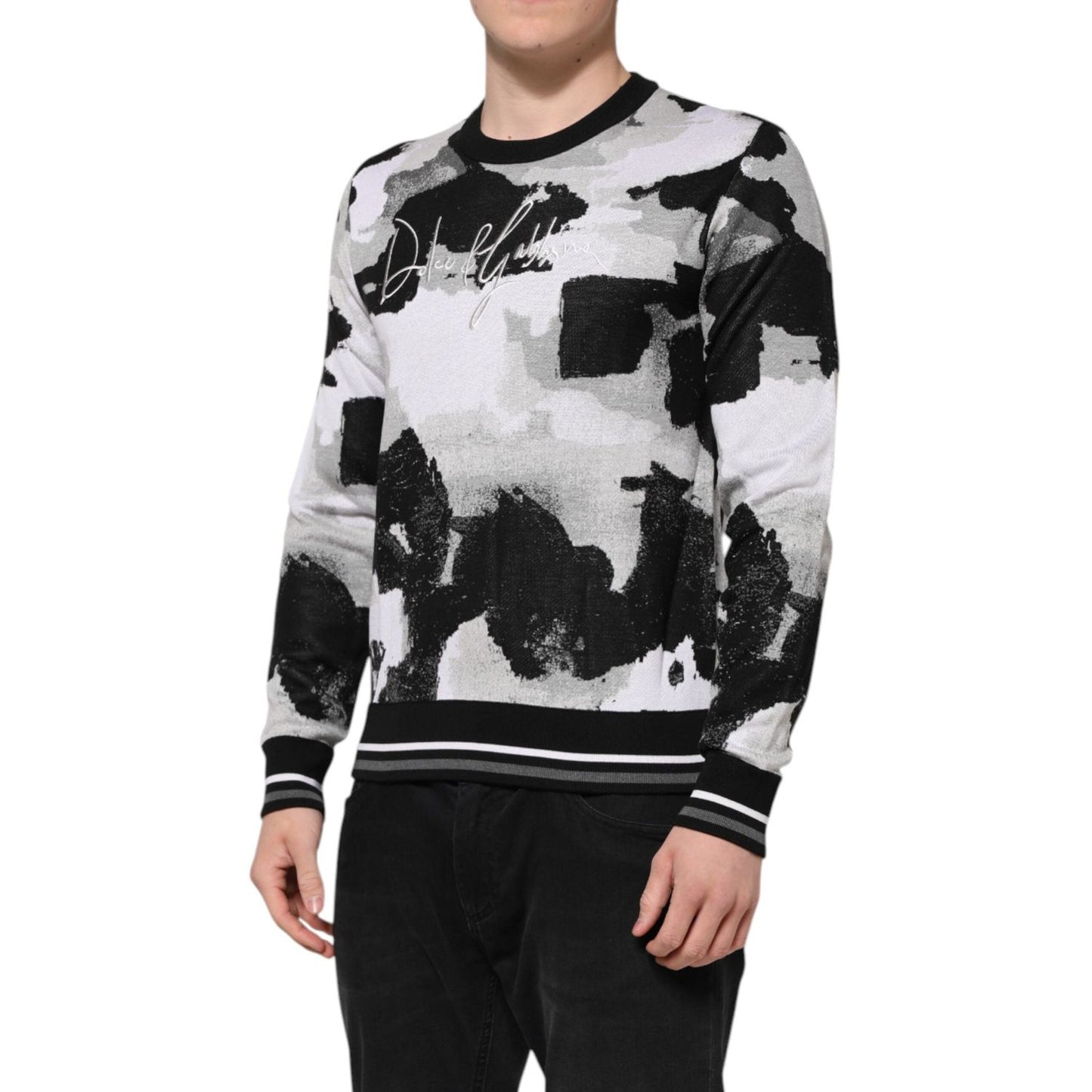 Dolce & Gabbana Multicolor Silk Camouflage Pullover Sweater TSH90493-46
