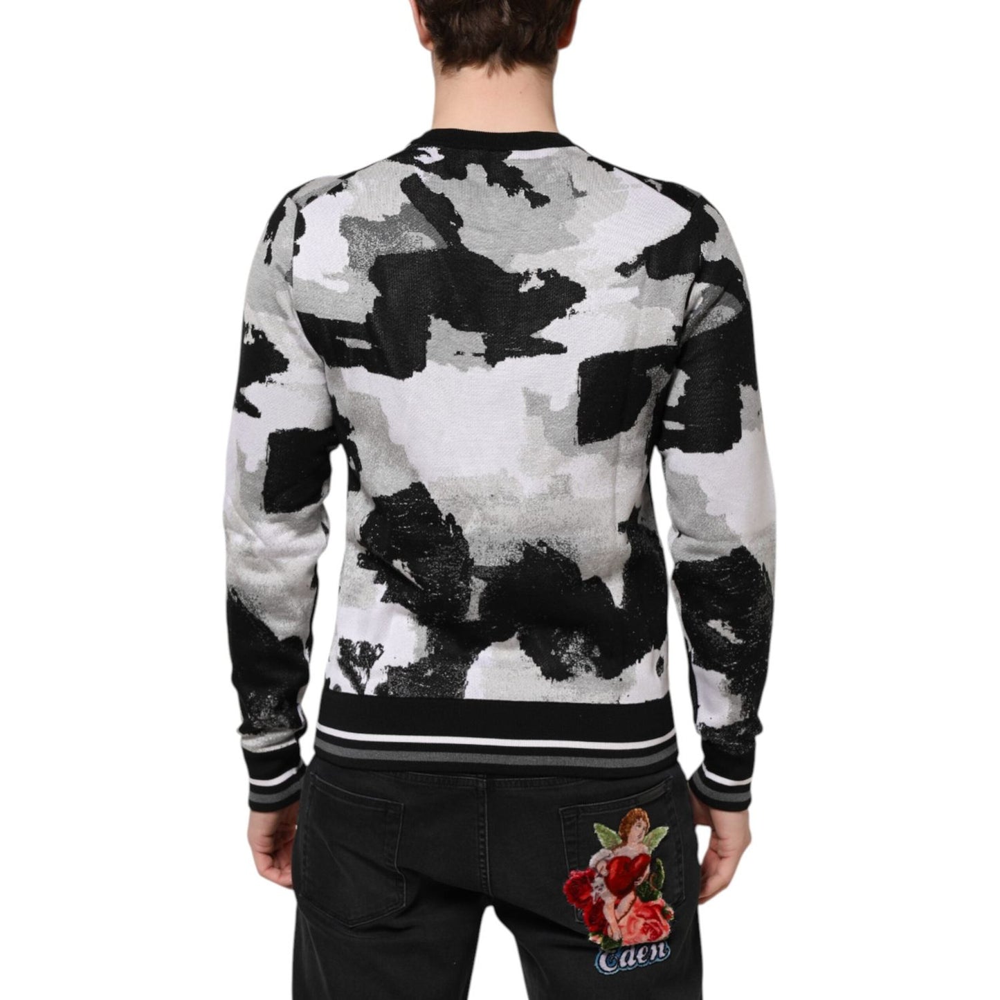 Dolce & Gabbana Multicolor Silk Camouflage Pullover Sweater TSH90493-46