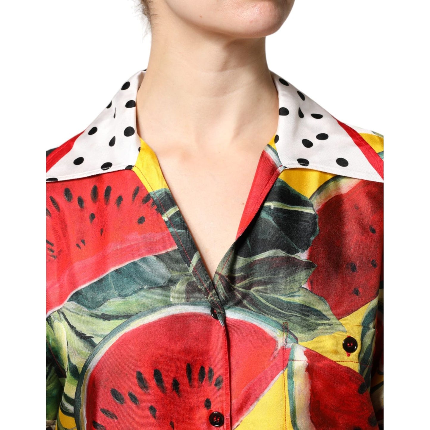 Dolce & Gabbana Multicolor Watermelon Collared Shirt Top TSH90092-38