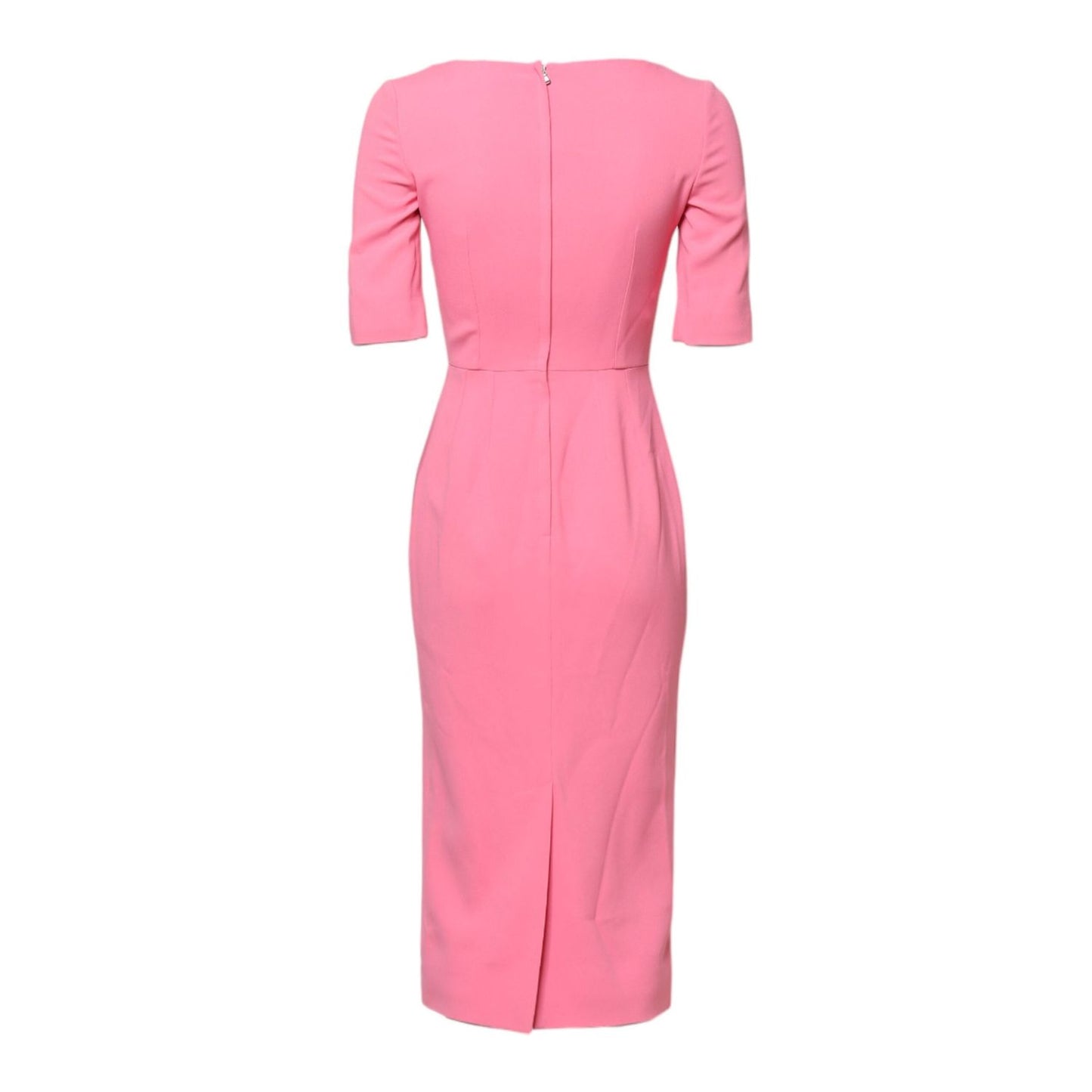 Dolce & Gabbana Pink Viscose Short Sleeve Sheath Midi Dress DR281201-36