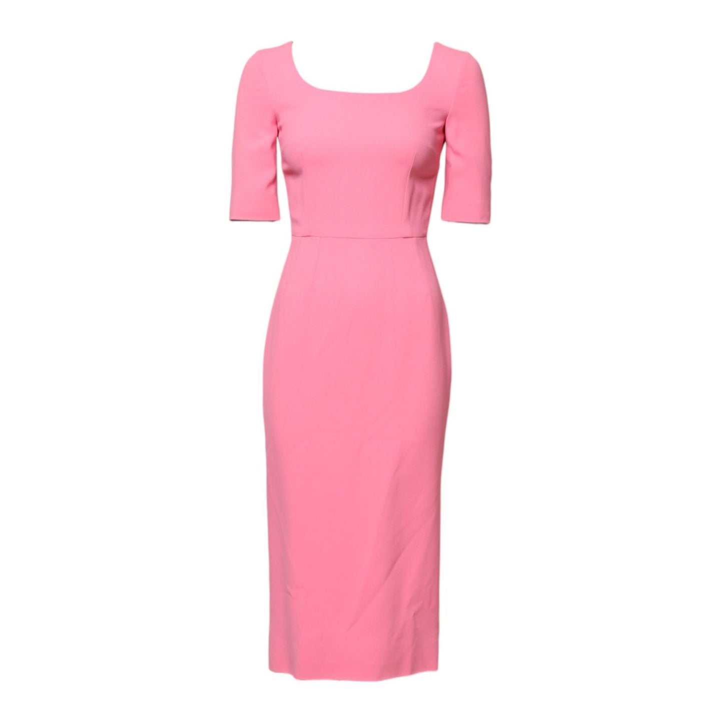 Dolce & Gabbana Pink Viscose Short Sleeve Sheath Midi Dress DR281201-36