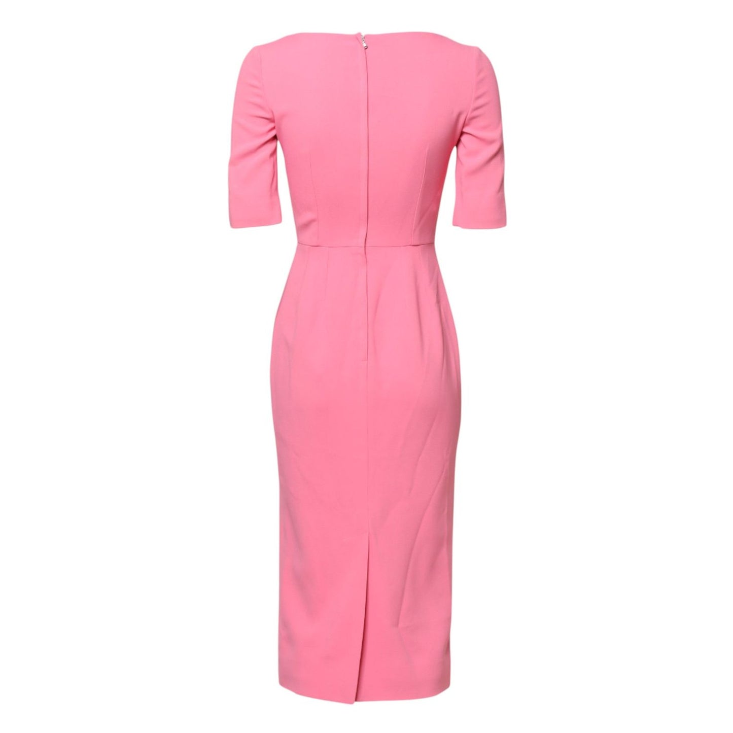 Dolce & Gabbana Pink Viscose Short Sleeve Sheath Midi Dress DR281201-36