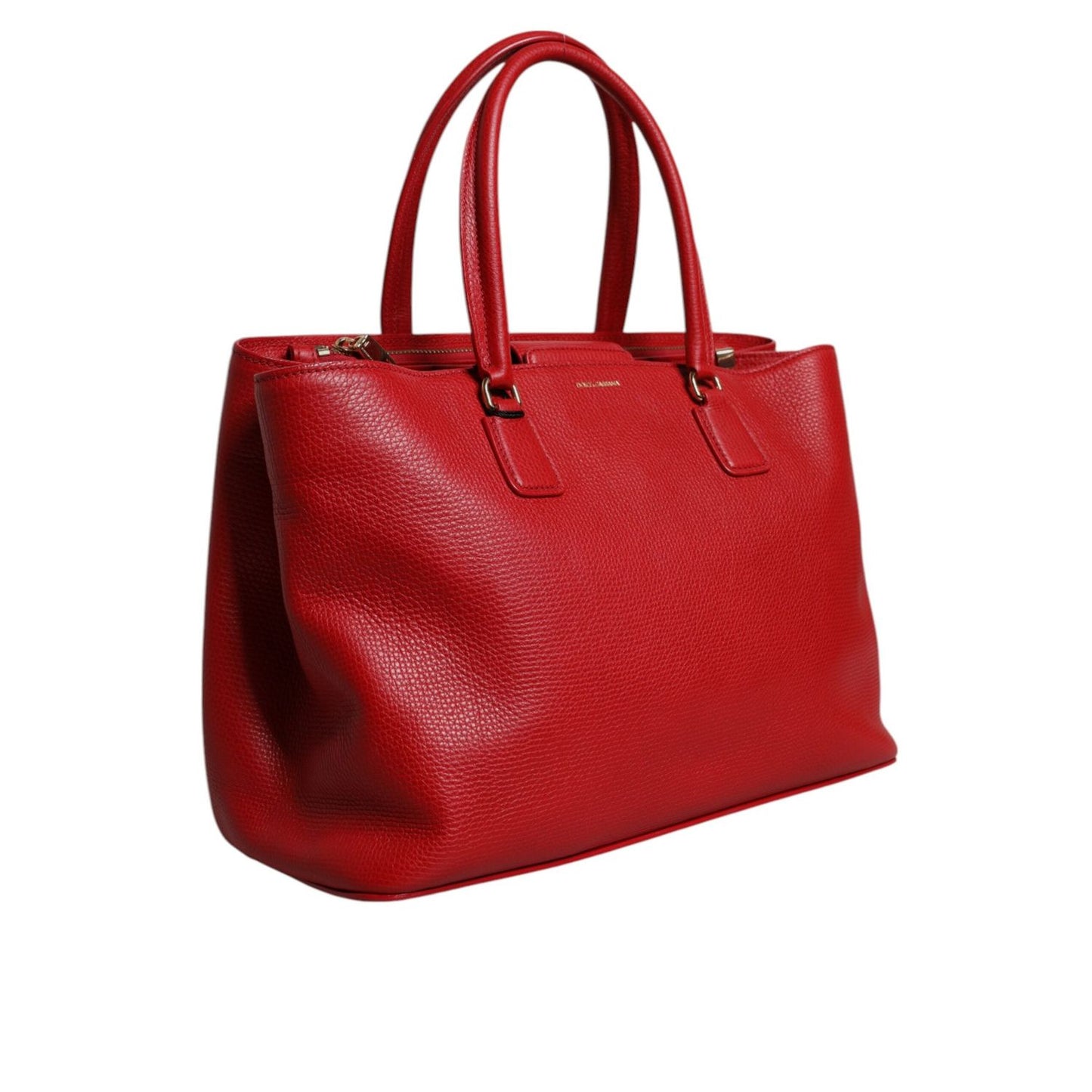 Dolce & Gabbana Red Calfskin Leather Logo Plaque Top Handle Bag BAG4355