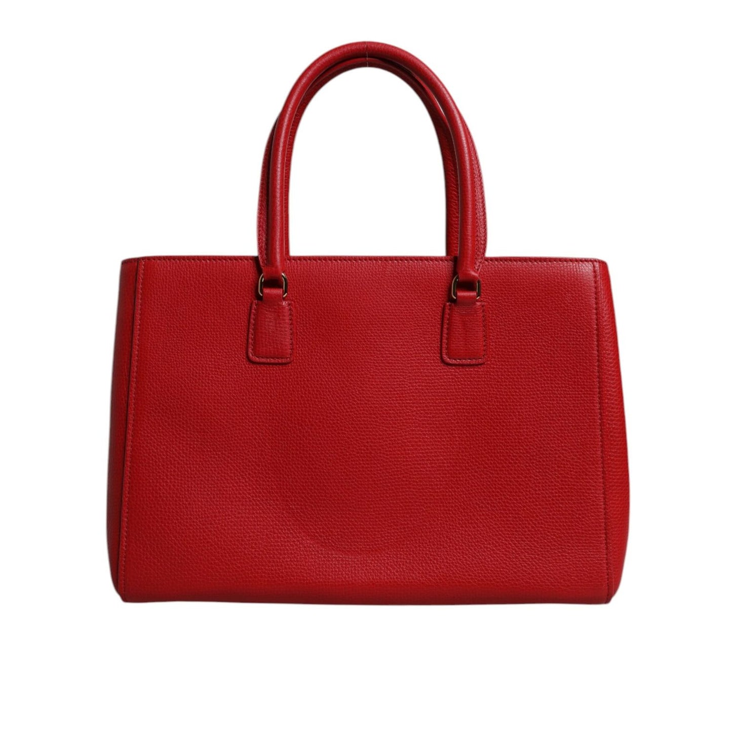 Dolce & Gabbana Red Calfskin Leather Logo Plaque Top Handle Bag BAG4355