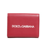 Dolce & Gabbana Red Leather Bold Logo Print Trifold Men Card Holder Wallet SMY11284