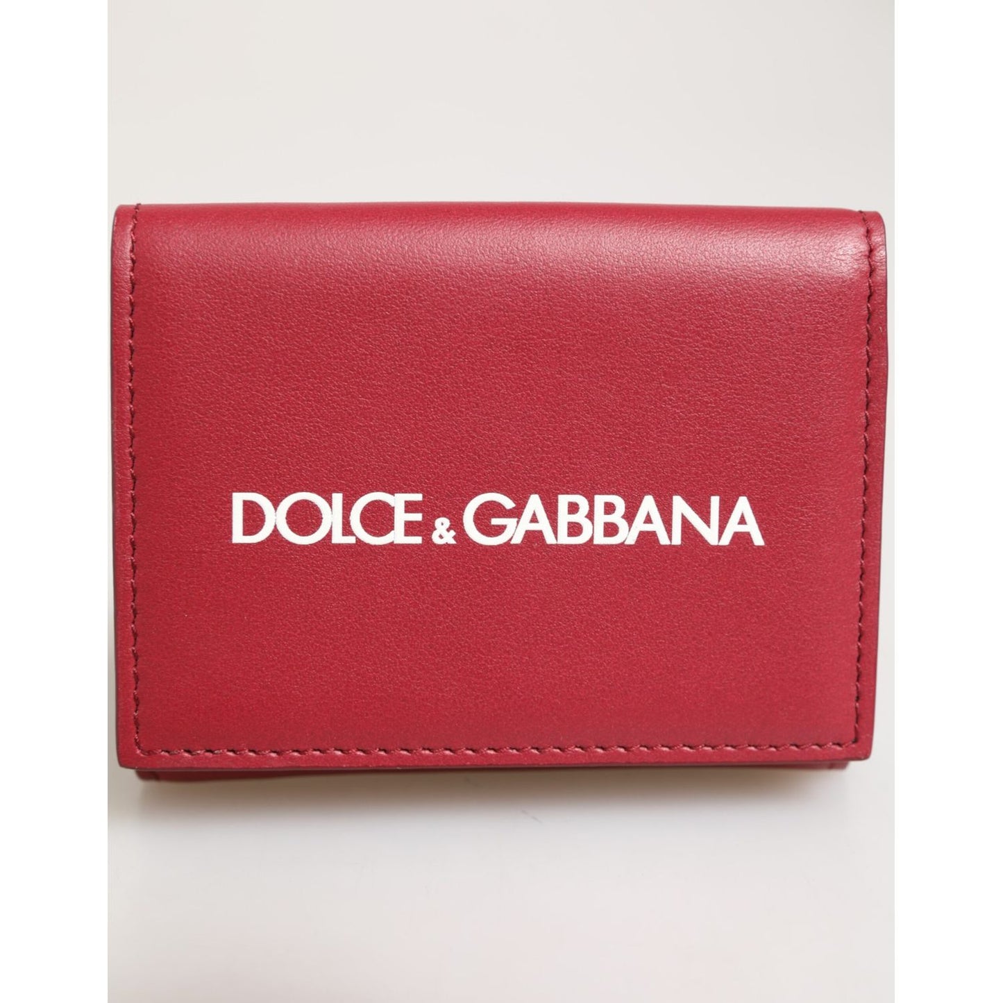 Dolce & Gabbana Red Leather Bold Logo Print Trifold Men Card Holder Wallet SMY11284