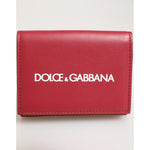 Dolce & Gabbana Red Leather Bold Logo Print Trifold Men Card Holder Wallet SMY11284