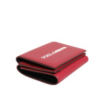 Dolce & Gabbana Red Leather Bold Logo Print Trifold Men Card Holder Wallet SMY11284