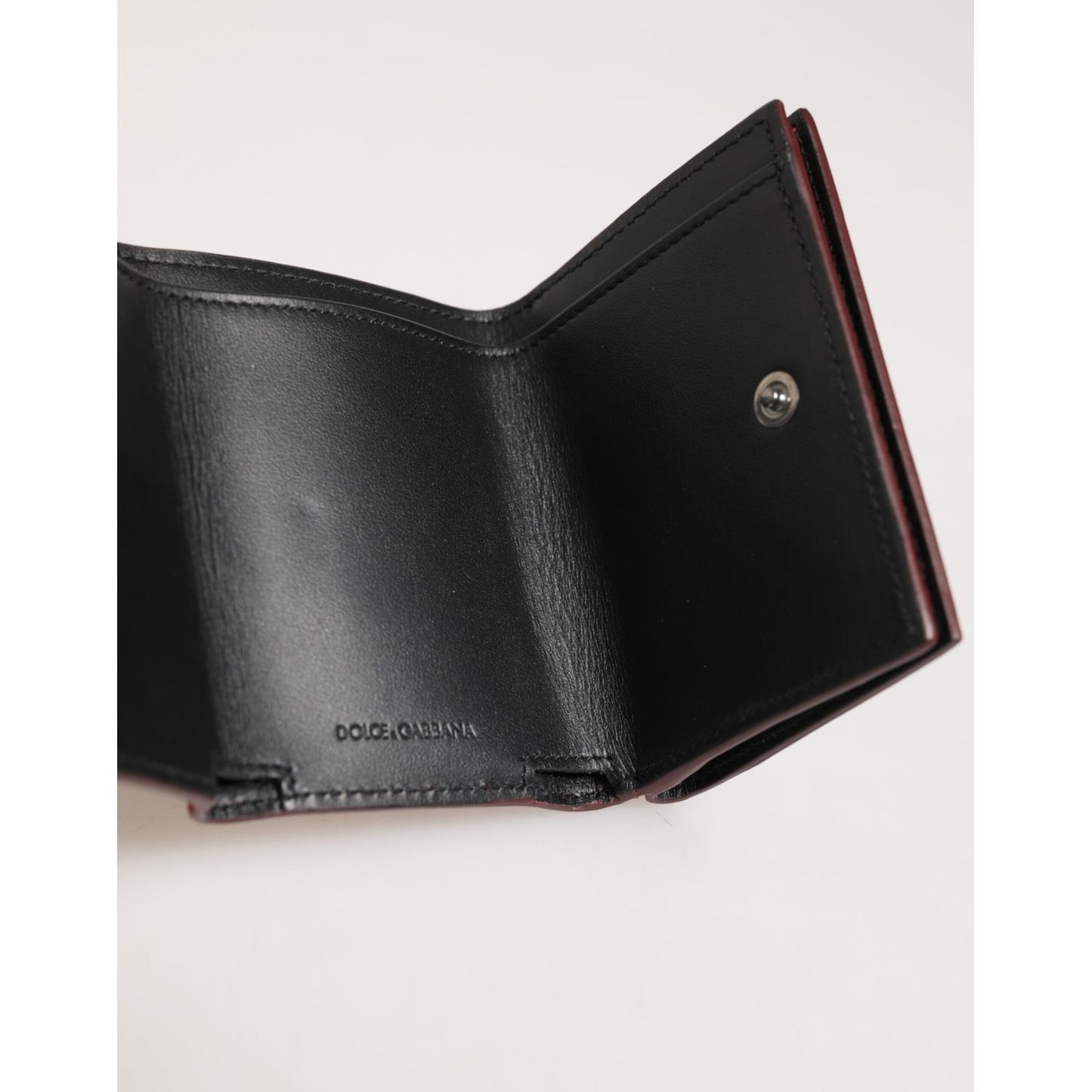 Dolce & Gabbana Red Leather Bold Logo Print Trifold Men Card Holder Wallet SMY11284