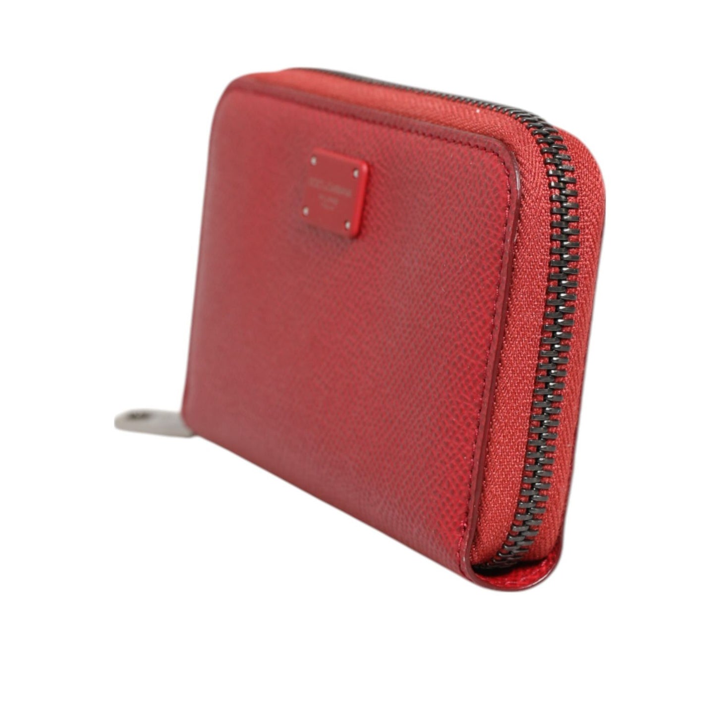 Dolce & Gabbana Red Leather Zip Around Logo Plaque Men Coin Purse Wallet SMY11272