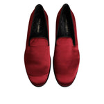 Dolce & Gabbana Red Velvet Slip On Loafers Formal Shoes MV7561-45