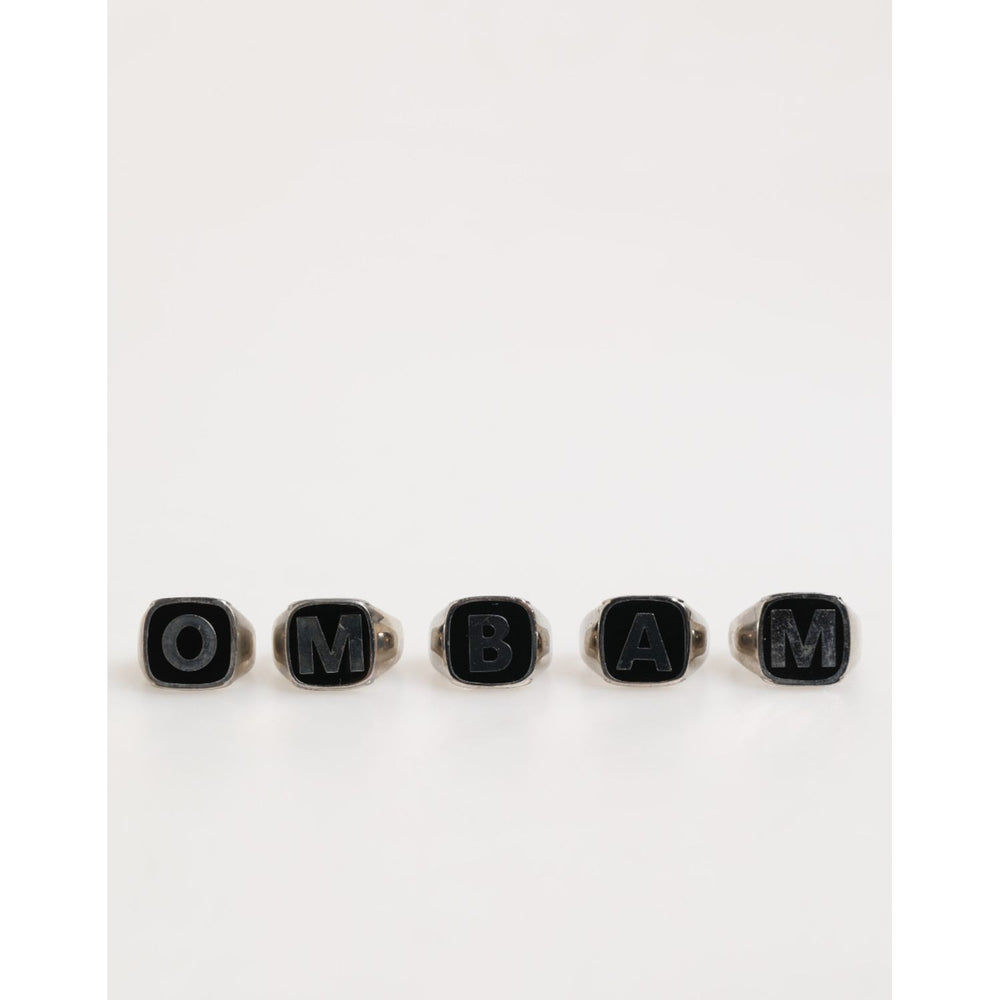 Dolce & Gabbana Silver Tone Brass Lettering Set 5 Pieces Adjustable Ring SMY10671