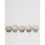 Dolce & Gabbana Silver Tone Brass Lettering Set 5 Pieces Adjustable Ring SMY10671