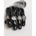Dolce & Gabbana Silver Tone Brass Lettering Set 5 Pieces Adjustable Ring SMY10671