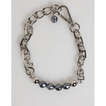 Dolce & Gabbana Silver Tone Chain Lobster Clasp Logo Gray Pearls Bracelet SMY11192