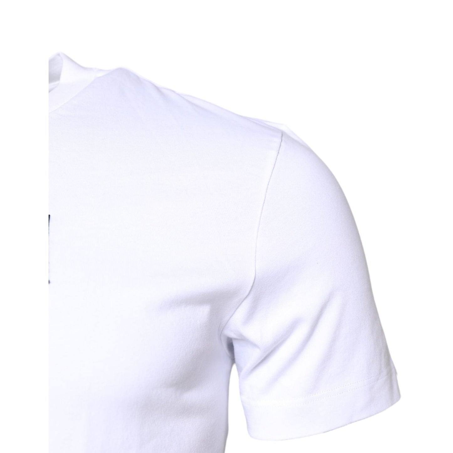 Dolce & Gabbana White Cotton Logo Patch Crew Neck T-shirt TSH90336-46