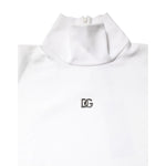 Dolce & Gabbana White Cotton Turtleneck DG Applique T-shirt TSH90335-50
