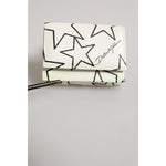 Dolce & Gabbana White Leather Trifold DG Star Print Card Holder Wallet SMY11052
