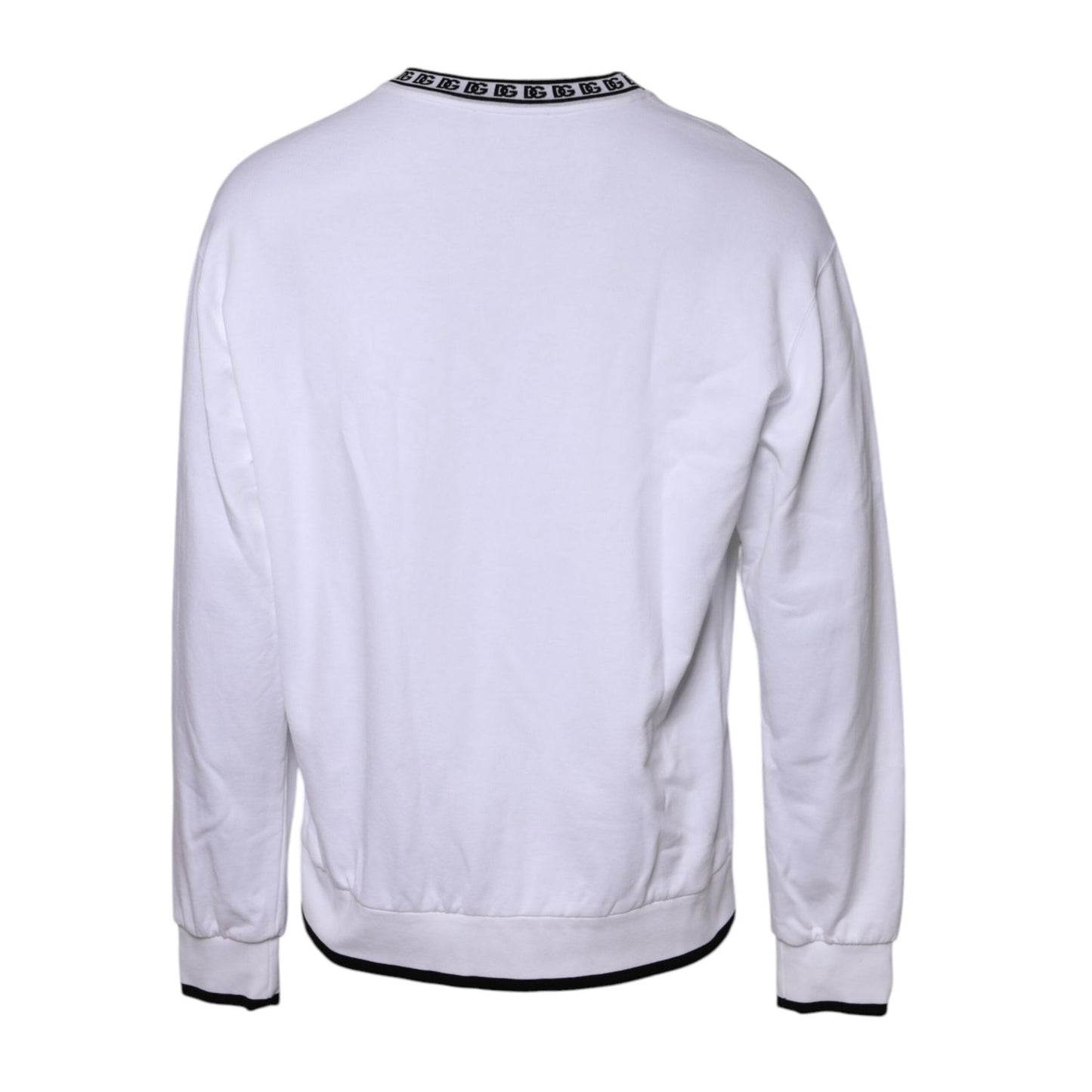 Dolce & Gabbana White Logo Cotton Crew Neck Pullover Sweater TSH90302-52