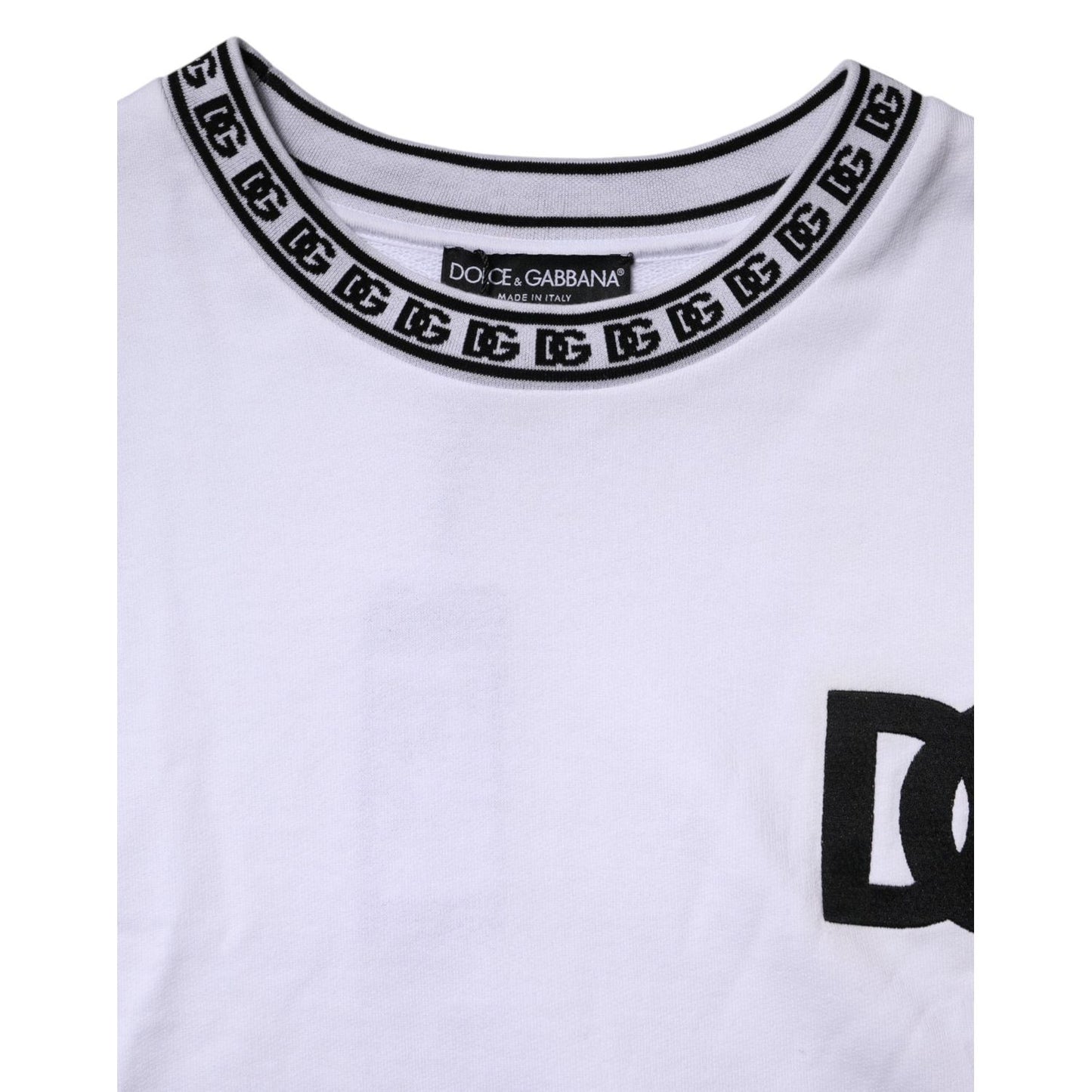 Dolce & Gabbana White Logo Cotton Crew Neck Pullover Sweater TSH90302-52