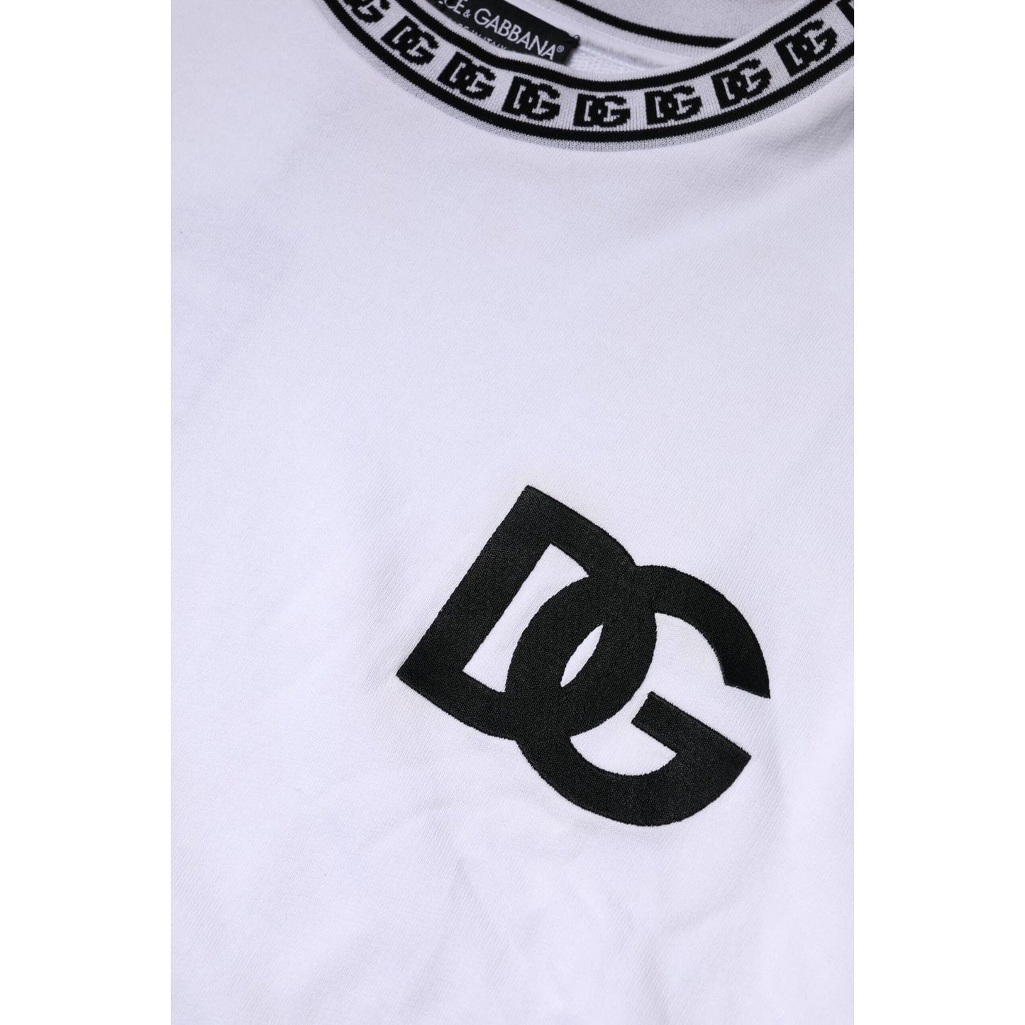 Dolce & Gabbana White Logo Cotton Crew Neck Pullover Sweater TSH90302-52