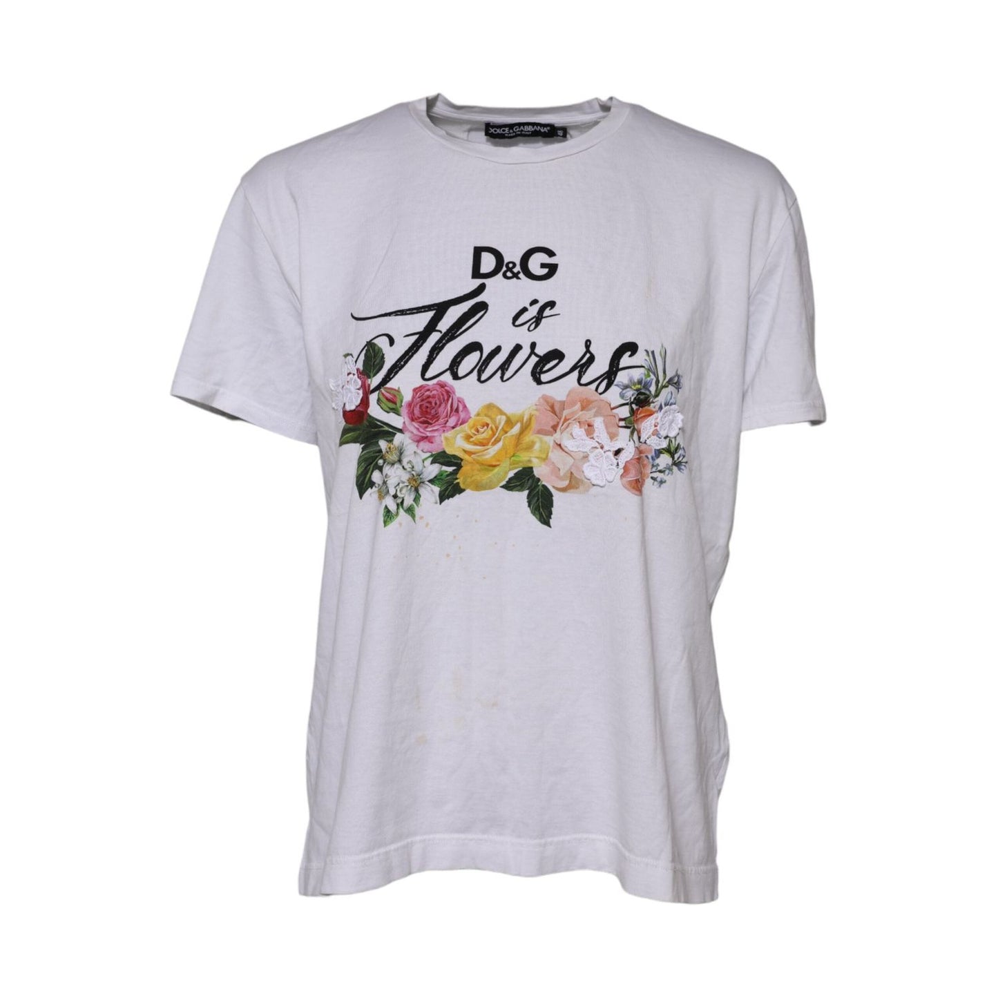 Dolce & Gabbana White Printed Cotton Short Sleeves T-shirt TSH90659-48