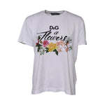 Dolce & Gabbana White Printed Cotton Short Sleeves T-shirt TSH90659-48
