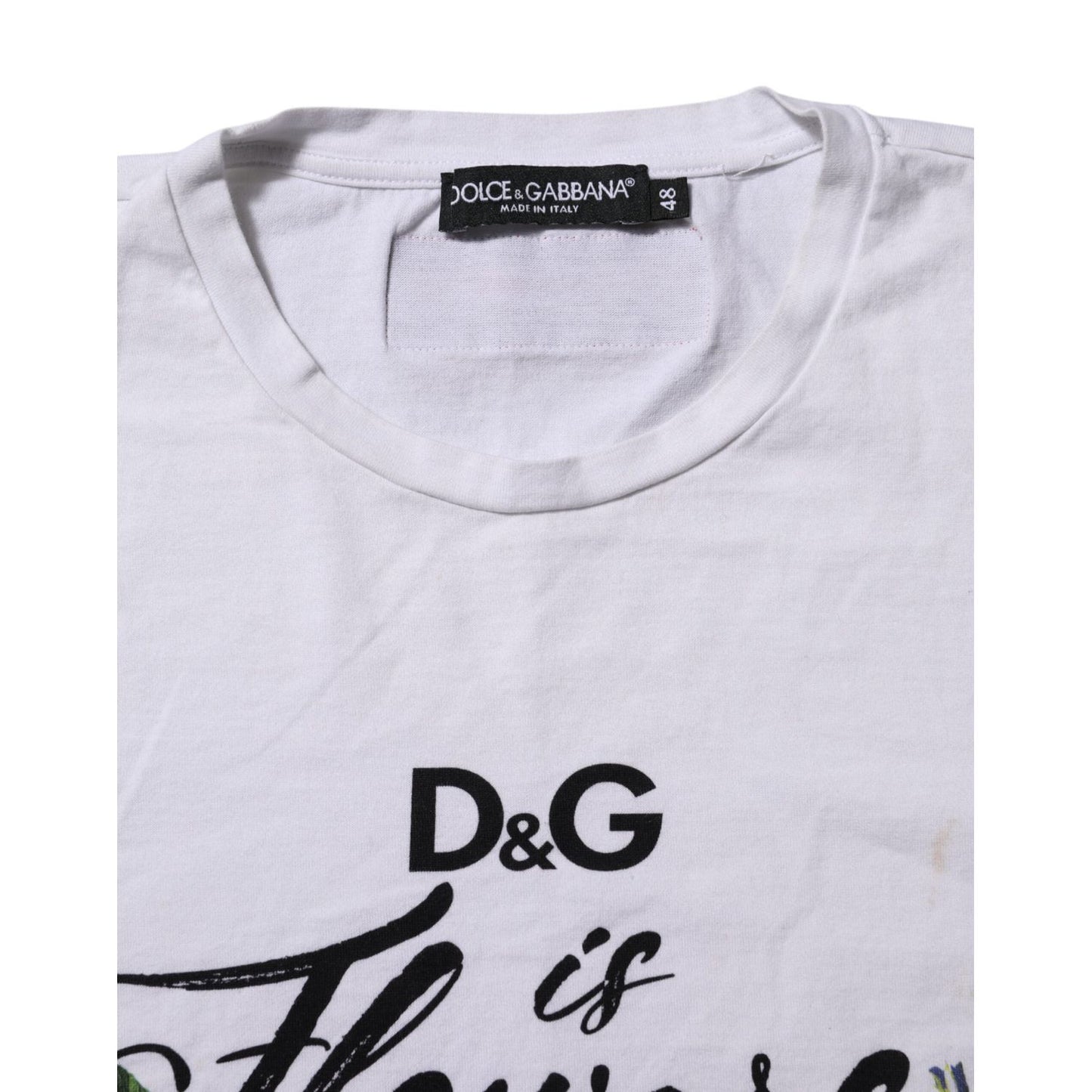 Dolce & Gabbana White Printed Cotton Short Sleeves T-shirt TSH90659-48