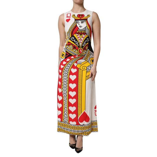 Dolce & Gabbana White Queen Of Hearts Sleeveless Maxi Dress