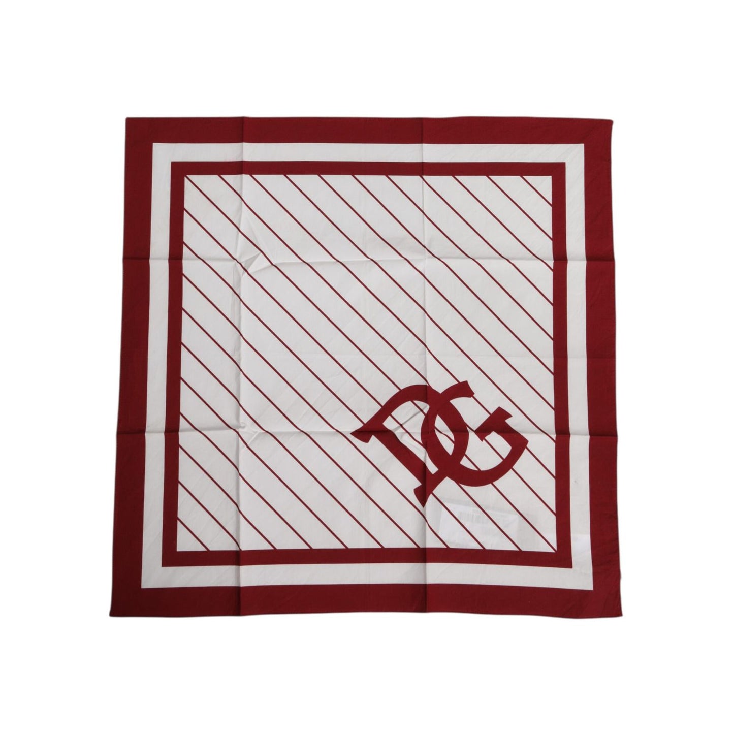 Dolce & Gabbana White Red DG Logo Square Men Foulard Scarf MS7250
