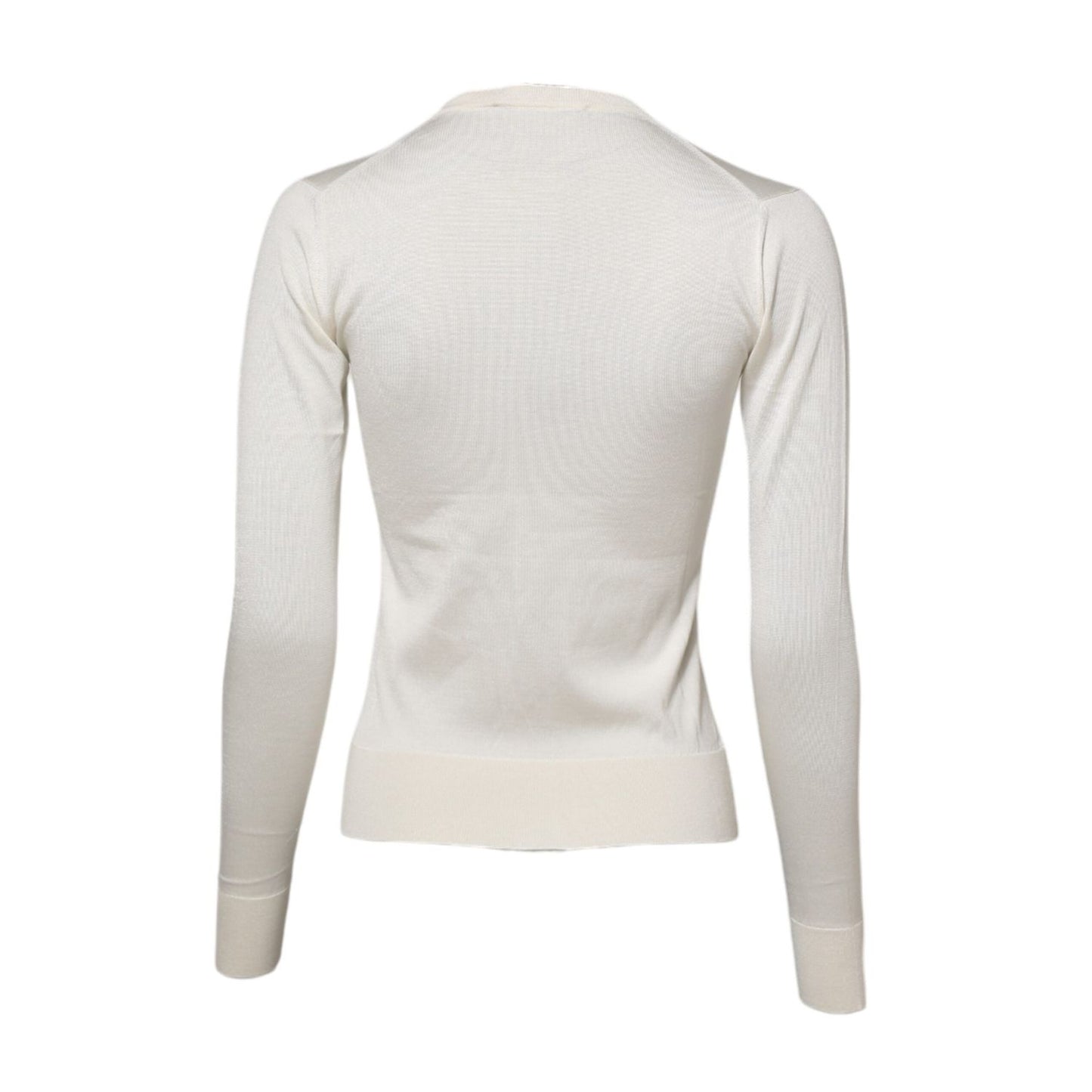 Dolce & Gabbana White Silk Lily Embellished Cardigan Sweater TSH86773-36