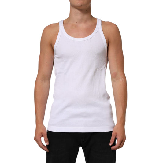 Dolce & Gabbana White Sleeveless Round Neck Tank T-shirt