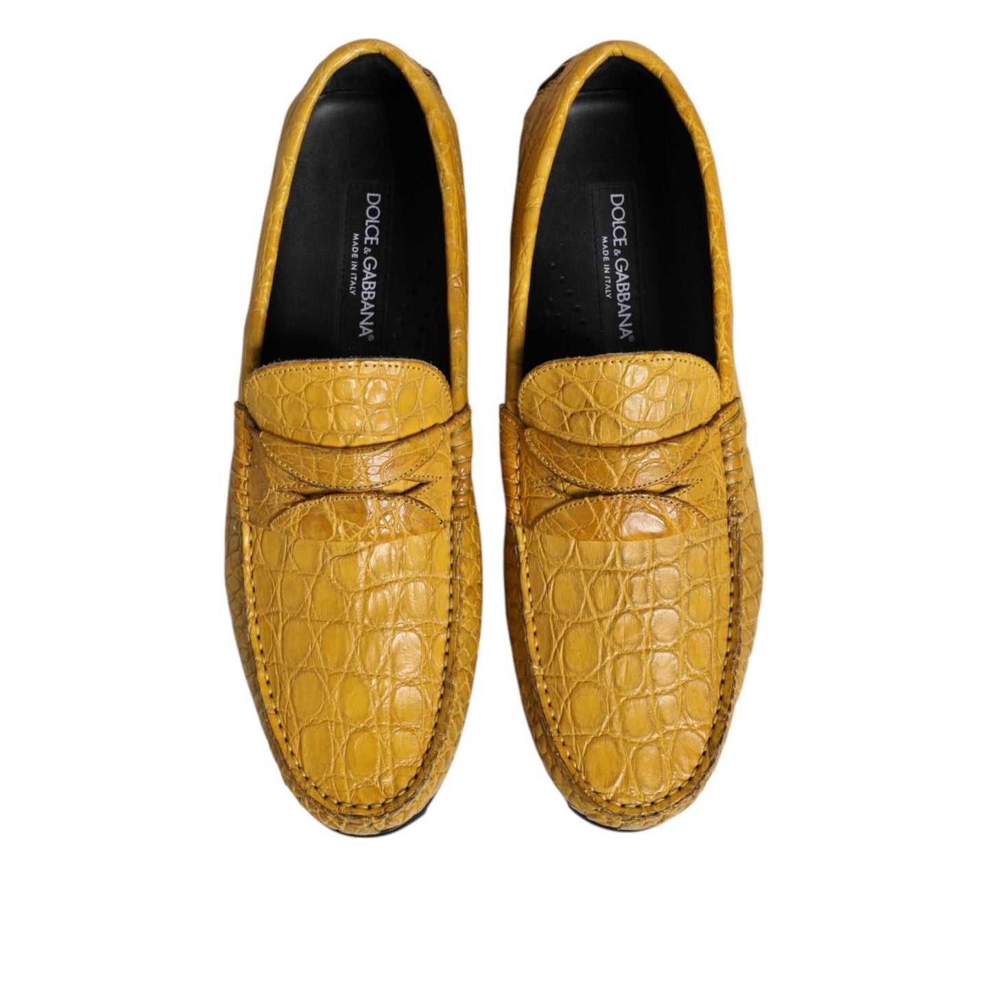 Dolce & Gabbana Yellow Exotic Leather Loafers Slip On Shoes MV7575-41