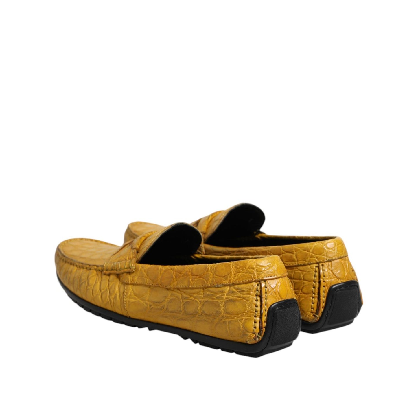 Dolce & Gabbana Yellow Exotic Leather Loafers Slip On Shoes MV7575-41
