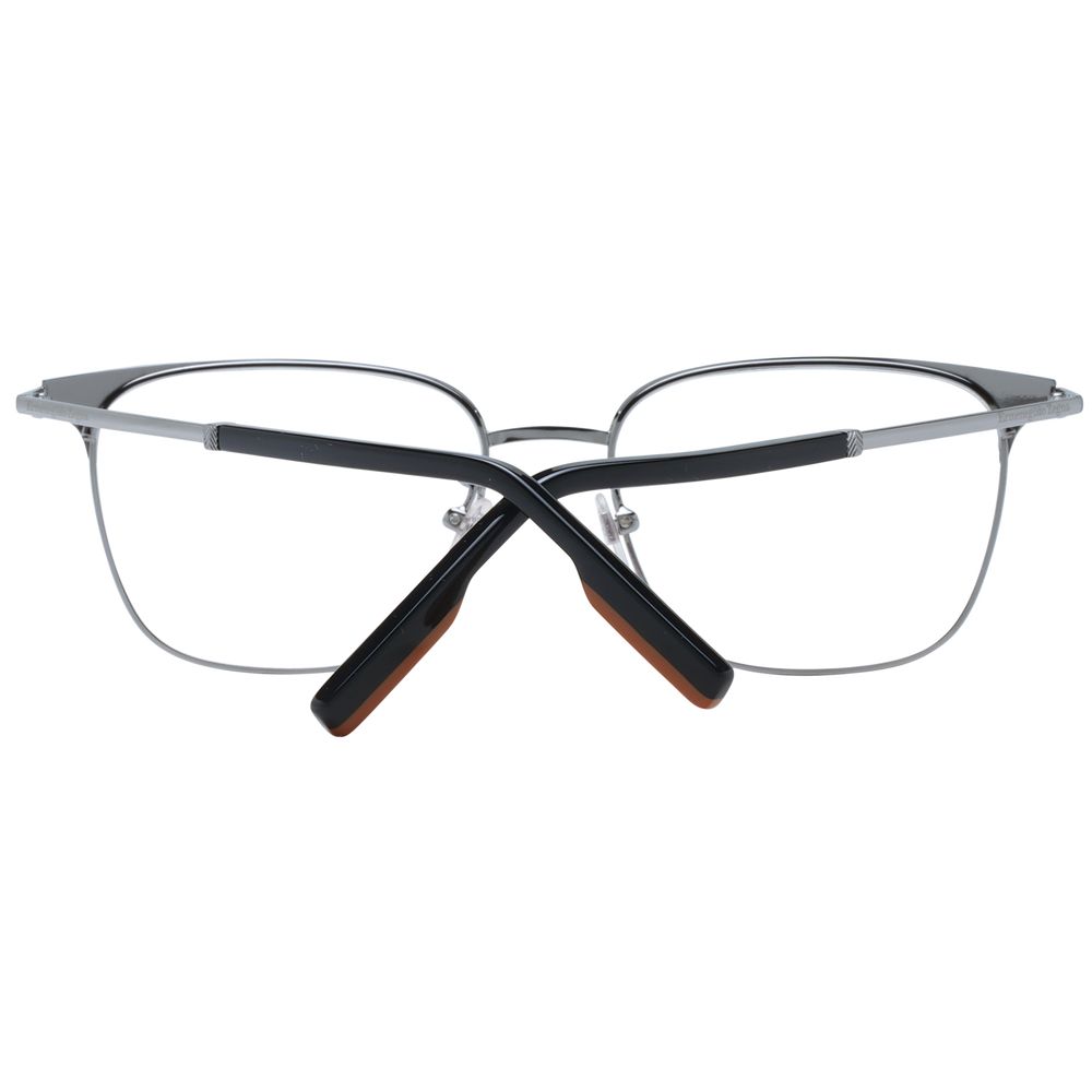 Ermenegildo Zegna Black Metal Glasses (Frames), full-rim square style with black demo lenses and metal frame.