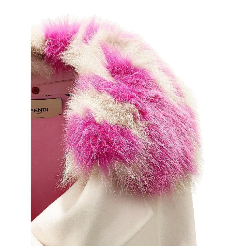 Fendi Fur Collar Cashmere Cape Jacket FE-8736388808916-40
