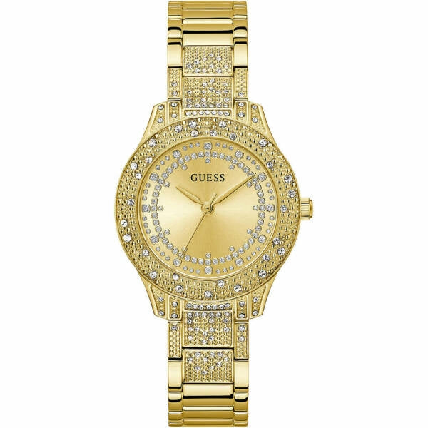 GUESS WATCHES Mod. GW0746L2, ladies' 36mm SS IP gold wristwatch, water resistant, quartz movement, mineral dial, official packaging.