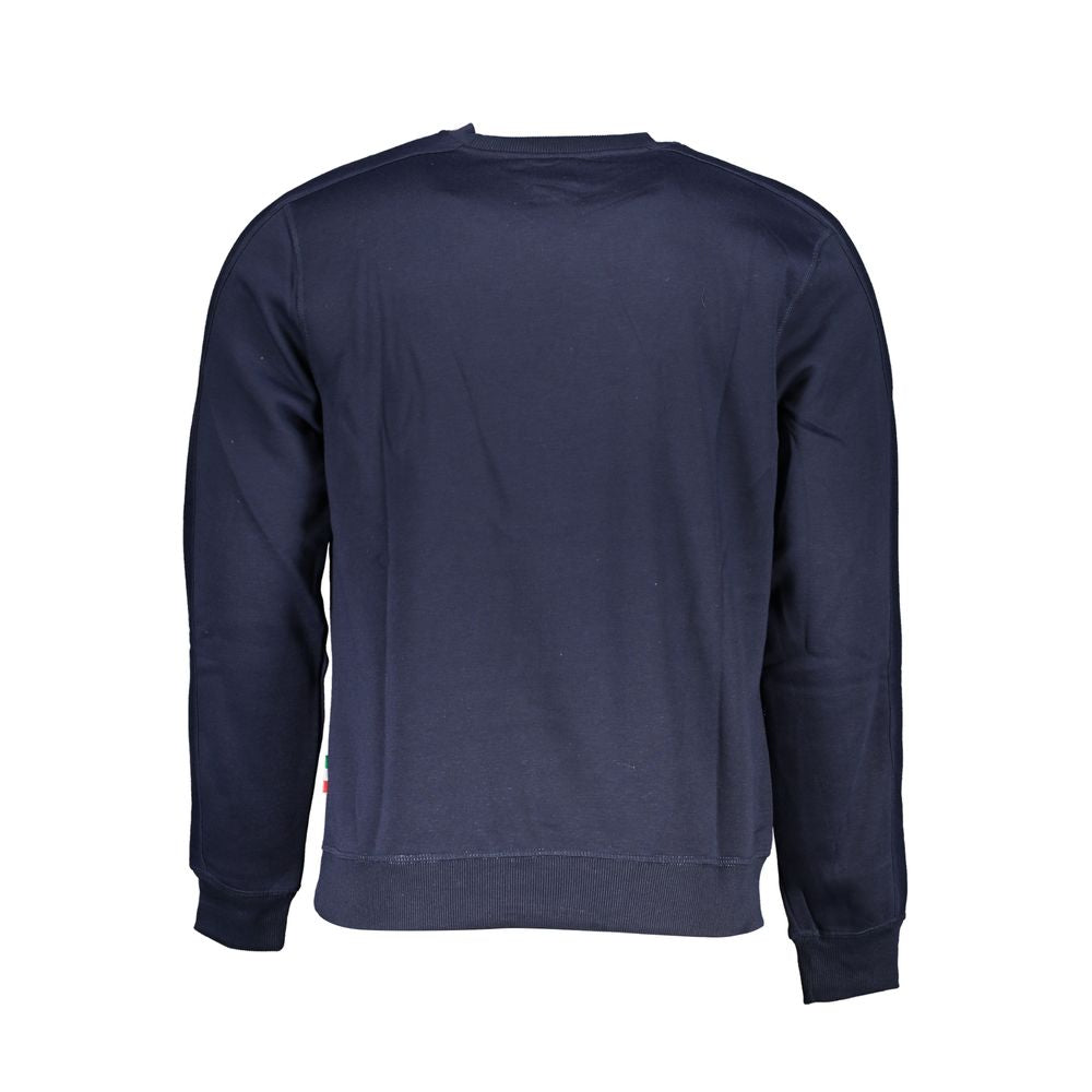 Gianmarco Venturi Blue Cotton Sweatshirt, long-sleeved, crew neck, fleece with embroidery and logo back view