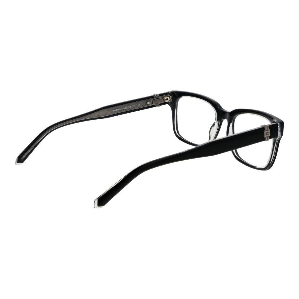 Guess Black Acetate Glasses (Frames), full-rim rectangle style for women, featuring spring hinges and black acetate material.