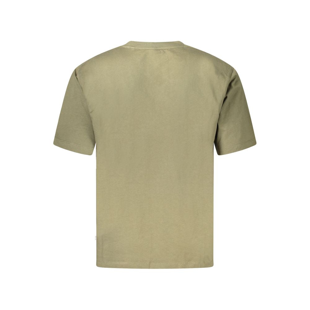 Guess Jeans Green Cotton T-Shirt, oversized short sleeve crew neck, organic cotton with logo application, back view