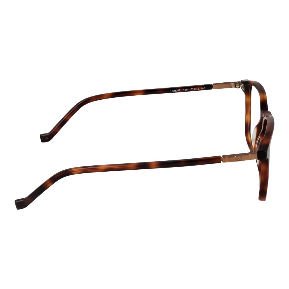Side view of Hackett Brown Plastic Glasses (Frames) with full-rim square design showing tortoiseshell temples and frame.